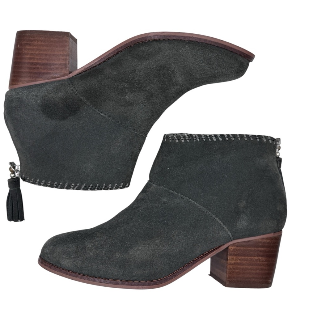 Toms Leila Grey Suede Ankle Booties with Tassel